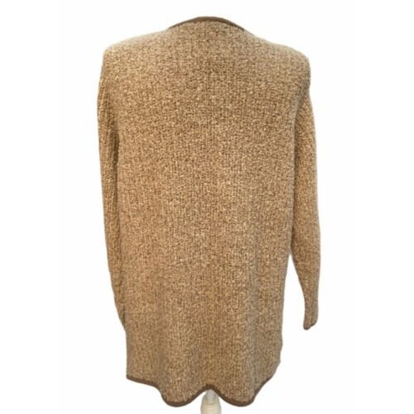 Vintage Susan Ess Tan Beige Ribbed Knit Cardigan Sweater Pockets Size Large L - Picture 3 of 8